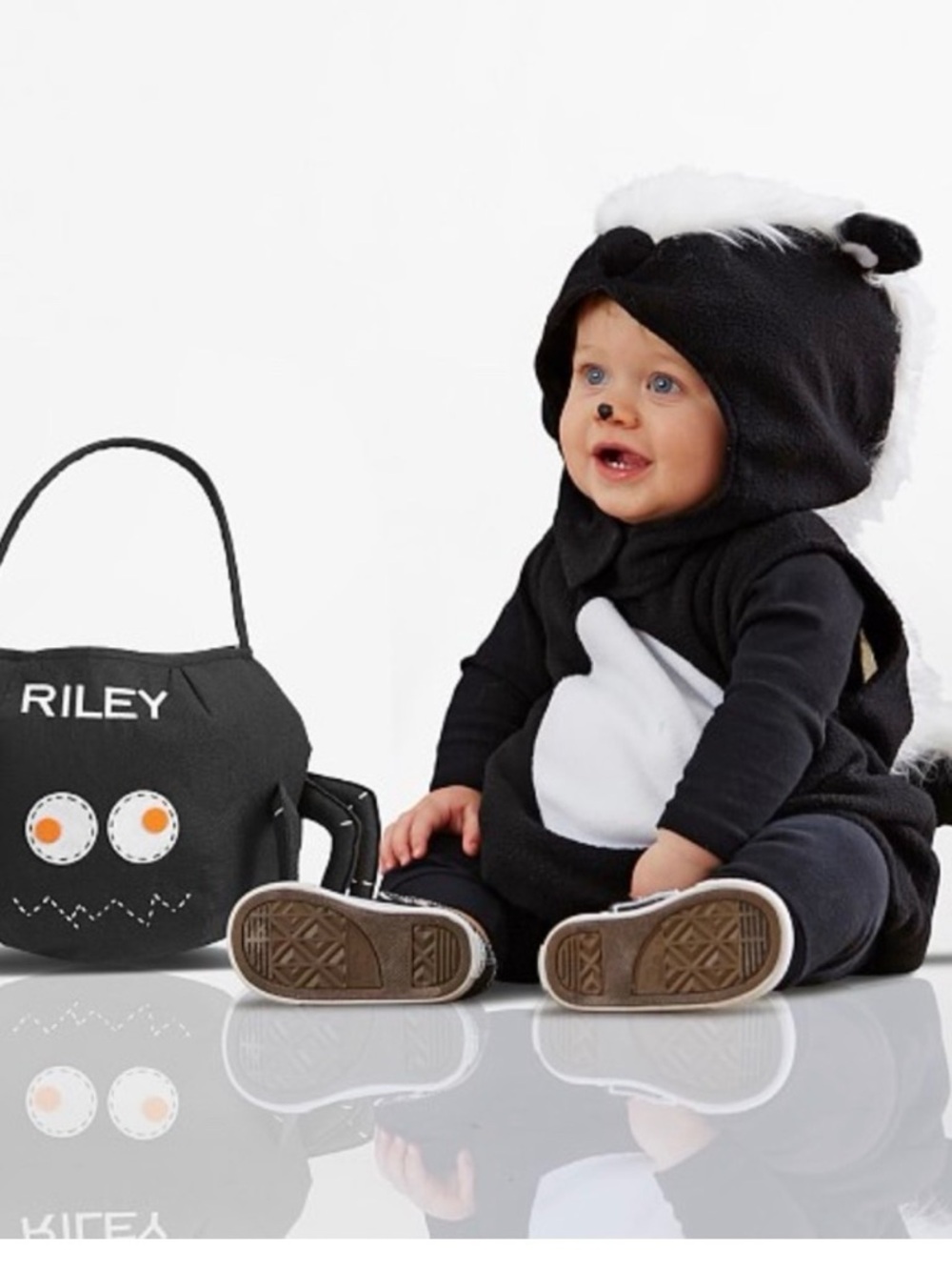 Pottery Barn Black and White Faux Fur Skunk Costume for baby/toddler